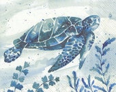 Aquaworld Turtle Cocktail Luncheon Paper Napkin Serviette For Decoupage Scrapbooking Paper Crafts B19 CT45