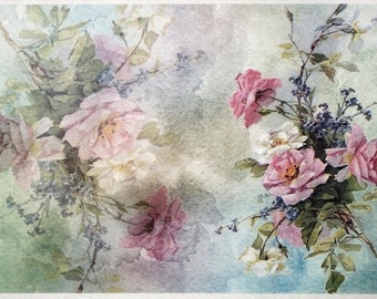 Rice Paper for Decoupage Decopatch Scrapbook Craft White flowers frame
