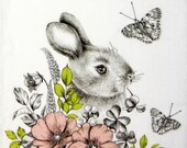 Graphite Bunnie Rabbit Paper Napkin Serviette For Decoupage Scrapbooking 341