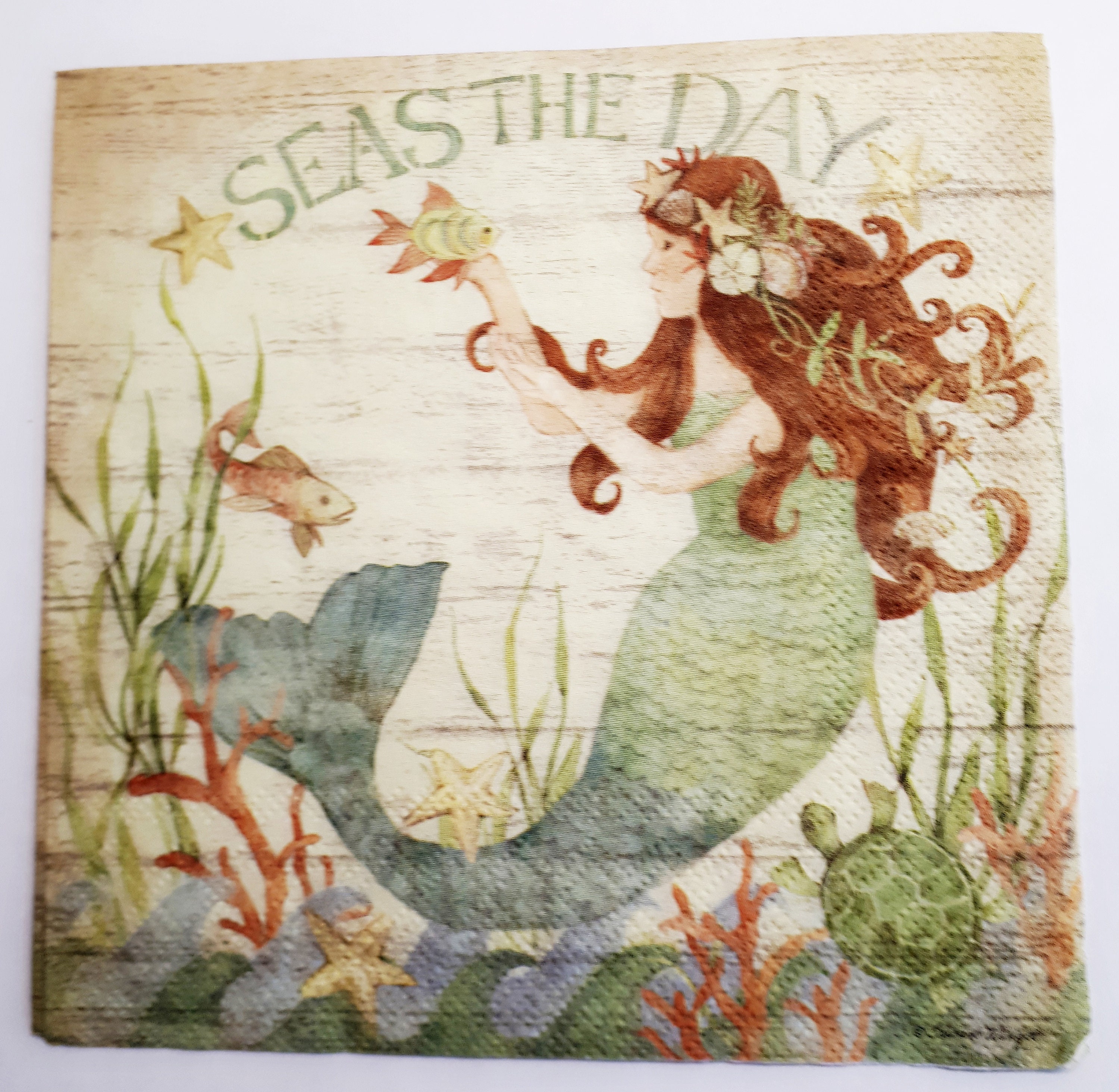 Mermaid Seas The Day Paper Napkin Serviette For Decoupage Etsy