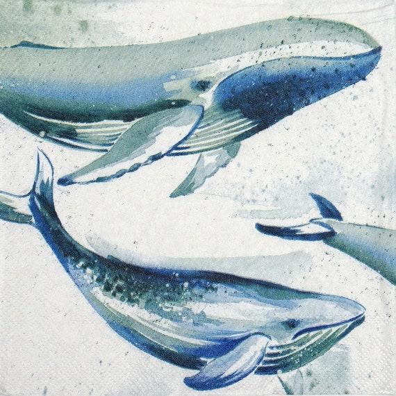 Aquaworld Whale Cocktail Luncheon Paper Napkin Serviette For Etsy