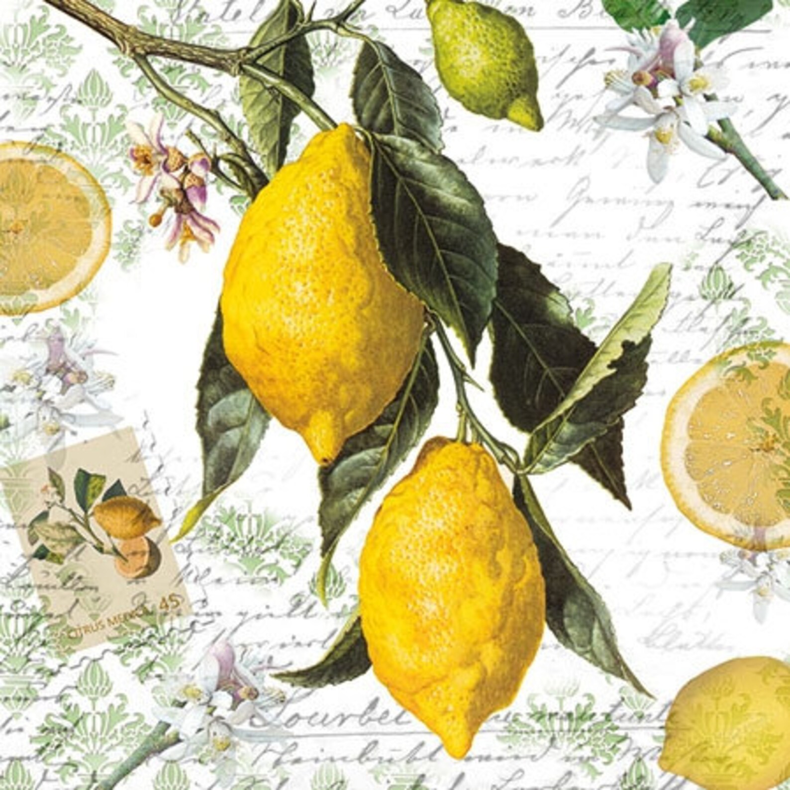 Lemon Lemons Fruit Paper Napkin Serviette For Decoupage Etsy 日本