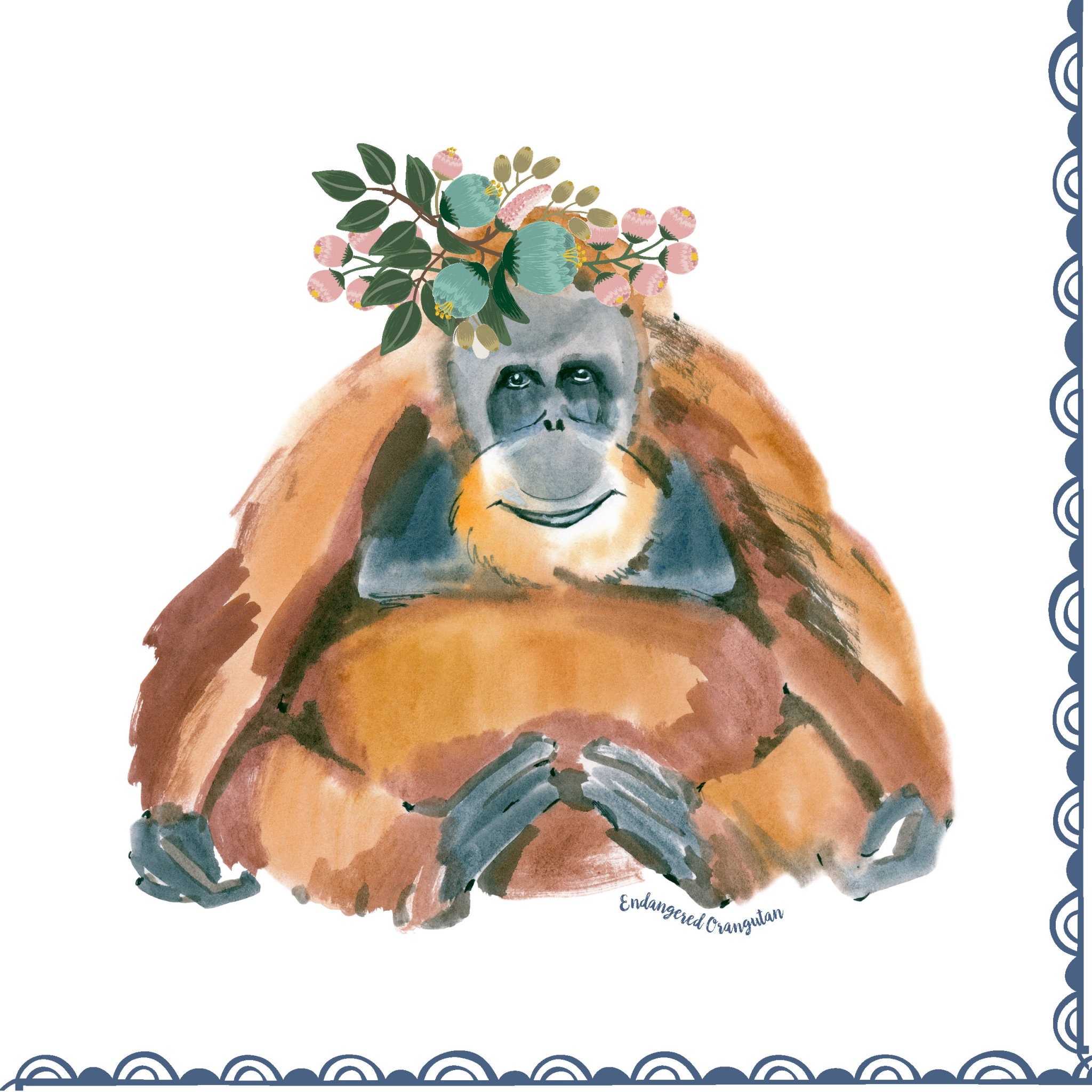 1 x Orangutan Monkey Paper Lunch Napkin Decoupage Scrapbooking Card Crafts 