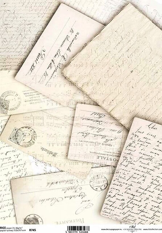 Rice Craft Paper 4 Decoupage Scrapbook MDF Projects A4 Vintage Letter