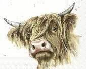 Farmfriends Galloway Highland Cow Paper Napkin Serviette For Decoupage Scrapbooking A66