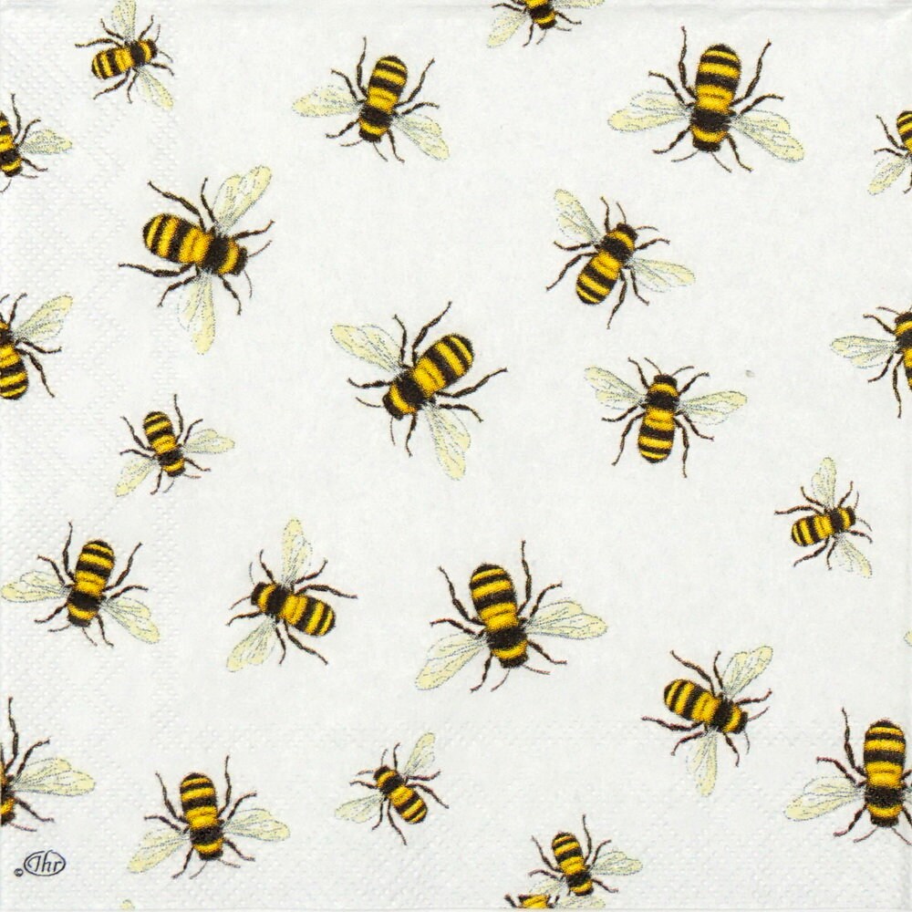 Papercraft Bee happy paper napkin for decoupage or craft supplies and