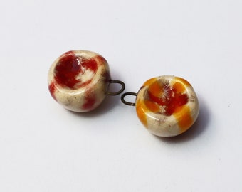 Ceramic charms, handmade, rustic, artisan earrings components.