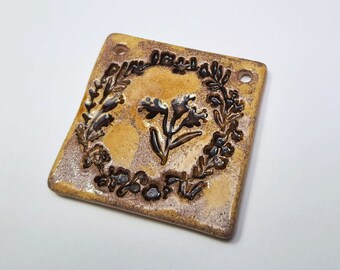 Ceramic charm, pendants component, handmade, unique