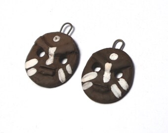 Ceramic charms, handmade, rustic, artisan earrings components