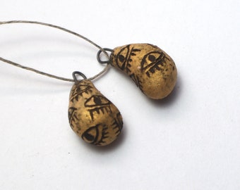 Ceramic charms, handmade, rustic, artisan earrings components