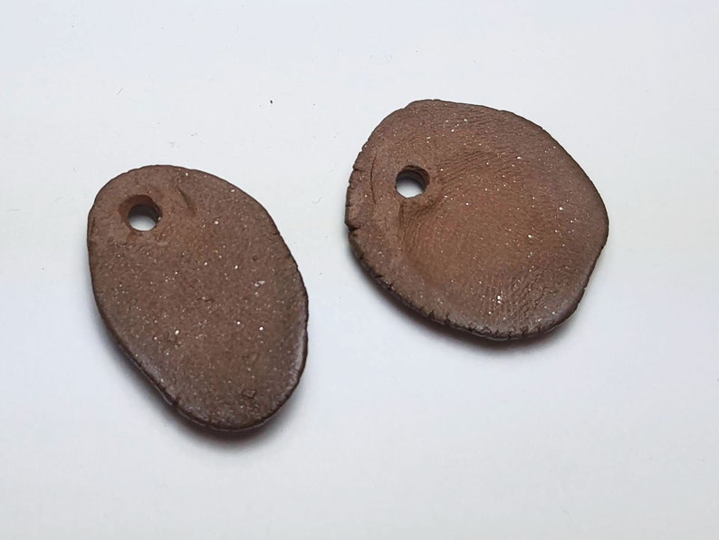 handmade Brown ceramic charms jewelry components irregular