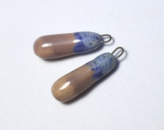 Ceramic charms, handmade, rustic, artisan earrings components