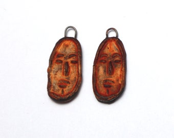 Ceramic charms, handmade, rustic, artisan earrings components