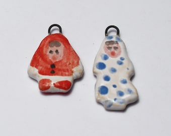 Ceramic charms, handmade, rustic, artisan earrings components