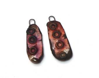 Ceramic charms, handmade, rustic, artisan earrings components