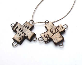 Ceramic charms, handmade, rustic, artisan earrings components