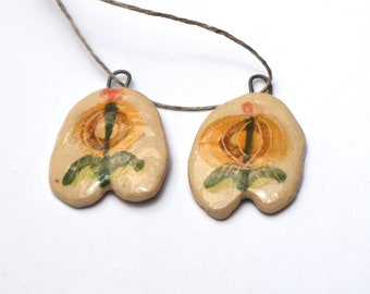 Ceramic charms, unglazed, handmade, rustic, artisan earrings components