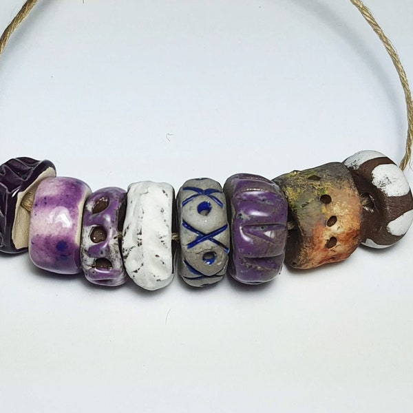 Handmade beads, ceramic, rustic, ooak