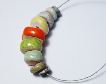 Mixed of beads, ceramic, handmade, artisan, OOAK