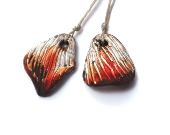 Ceramic charms, handmade, rustic, artisan earrings components