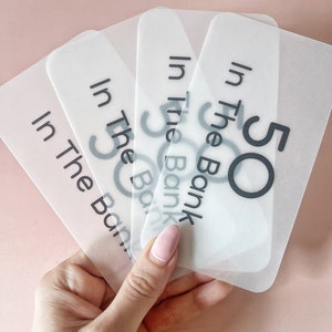 Marcadores de posición de papel vitela mate, marcadores de posición para guardar dinero en efectivo, marcadores de posición en el banco, marcadores de posición minimalistas