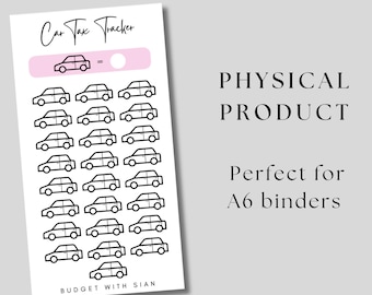 Laminated Car Tax Savings Tracker: A6 Cash Envelope Insert