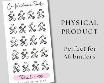 Laminated Car Maintenance Savings Tracker: A6 Cash Envelope Insert