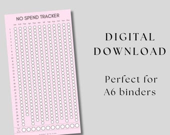 Pink No Spend Tracker Printable: A6 Savings Challenge (Digital Download)