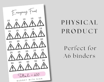 Laminated Emergency Fund Savings Tracker: A6 Cash Envelope Insert
