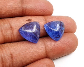 Natural Tanzanite Gemstone Plain Hand Polished Trillion Shape Stone For Earring