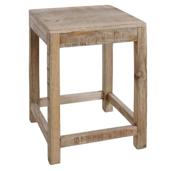 Tabouret Mango vintage en bois recyclé, tabouret, table d'appoint, table de rangement, table de chevet, meuble vintage en bois FSC