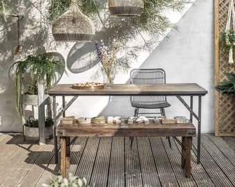 Dining table in industrial loft style shabby dark brown