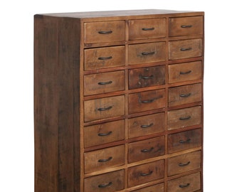 Commode, armoire d'apothicaire en bois de récupération avec 24 tiroirs, bois vintage, buffet en bois recyclé