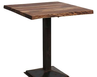 Mesa Bistro de acacia de madera doblada con base metálica