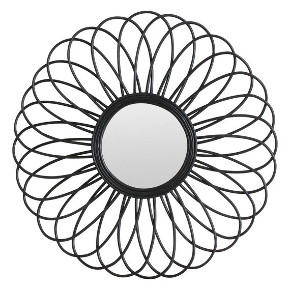 Rattan Wall Mirror Flower Sun Industrial Rattan Wall Mirror Flower