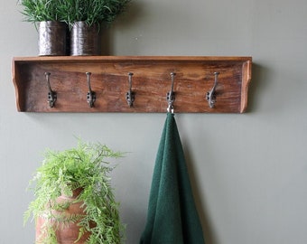 Vintage wall coat rack, hall coat rack, wardrobe made of old wood, wall hooks, coat rack hallway made of recycled wood