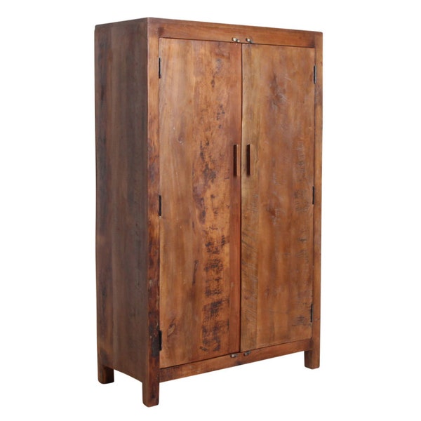 Armoire en bois récupéré avec 2 portes, bois massif vintage, meubles de salon en bois recyclé