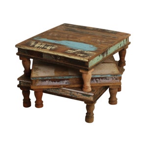 Table Bajot shabby vintage réalisée à partir de vieux bois recyclés image 5
