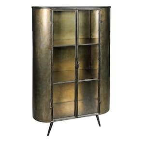 Showcase cabinet Spacer Brass made of iron, with glass doors