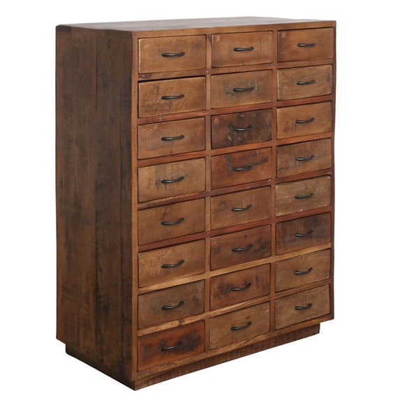 Chest of Drawers 24 drawer Vintage Wood Apothecary Cabinet