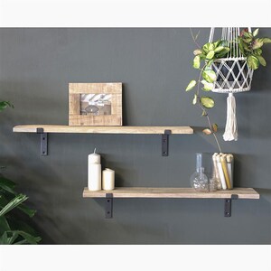 Old wood wall shelf in vintage design, 80 cm image 3