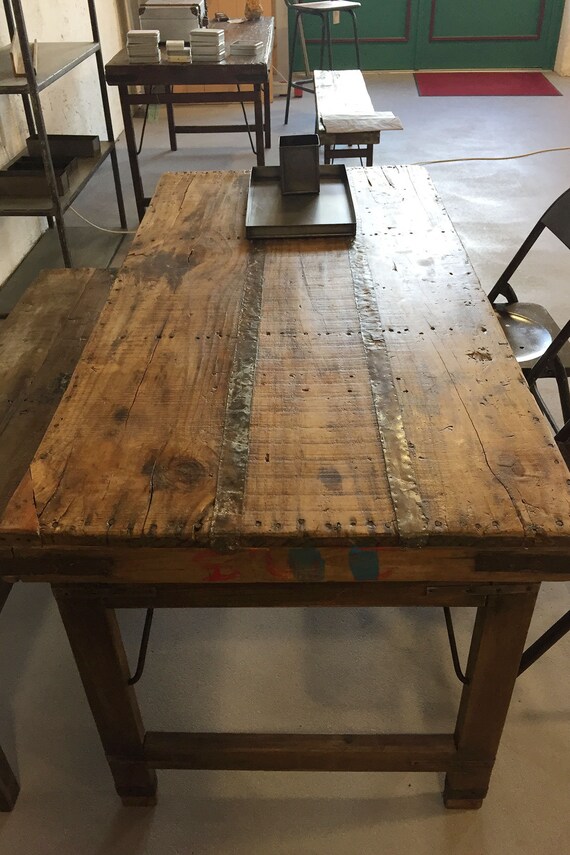 caja registradora Mata Sociología Mesa de comedor hecha de madera recuperada mesa vintage - Etsy México
