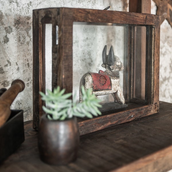 Kleiner Schaukasten aus Holz, Schaufenster Deko, Glas Holz Vitrine, Schaukasten Vintage Design mit Glas