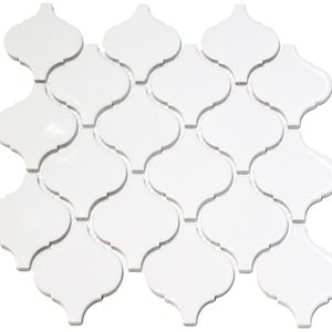 Arabasco White Gloss Ceramic Mosaic Tiles Sheet For Walls Floors Bathrooms Kitchens