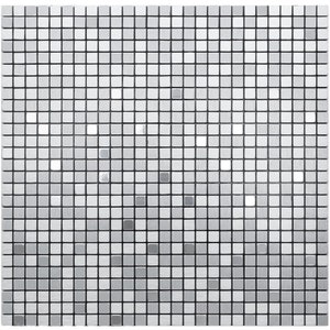 Self-adhesive Mosaic Aluminium Tile Brushed and Gloss Silver Squares Kitchen Bathroom Backsplash, Peel And Stick, No Need To Grout, Metal