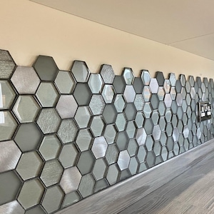 Habitat Hexagon Silver Glass Mosaic Tiles Sheet For Walls And Floors