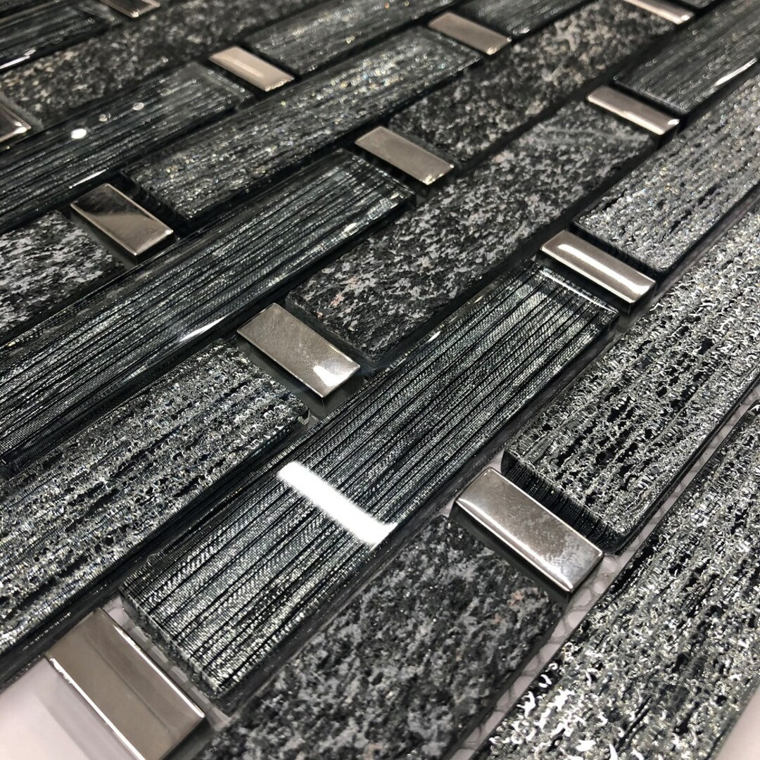 Linea Glass and Slate Mosaic Tiles Sheet for Walls and Floors - Etsy