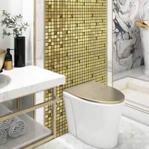 5 Sheets Self-adhesive Mosaic Aluminium Tile Gold Diamond Kitchen Bathroom Backsplash Easy Fit, Peel And Stick, Metal