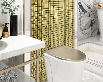 Self-adhesive Mosaic Aluminium Tile Gold Diamond Kitchen Bathroom Backsplash Easy Fit, Peel And Stick, No Need To Grout, Metal