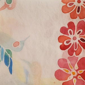 Aloha - Hawaii Flowers and Birds Hand Painted Silk Scarf